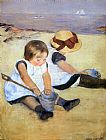 Mary Cassatt Children Playing On The Beach painting